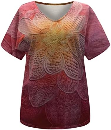 Tops for Women Tie Tye Dyer Summer Cirtas de Blusa Floral Plus Tamanho Vshirt V Tees de pescoço Mangas curtas Túnicas de