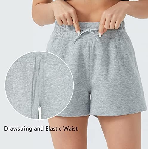 A academia de ginástica feminina shorts de suor de cintura alta de cintura de verão shorts com bolsos