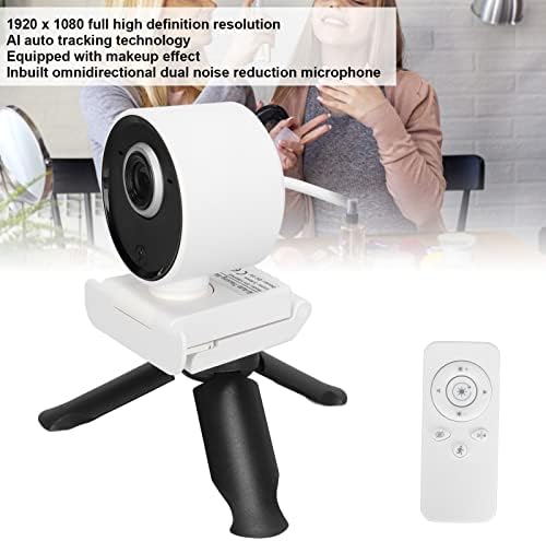 1080p webcam, HD Wecam 30FPS 1080p com microfone de redução de ruído, webcam USB de desktop/laptop com rastreamento automático de AI Efeito de maquiagem sem perdas, para chamadas de vídeo, gravação, conferência