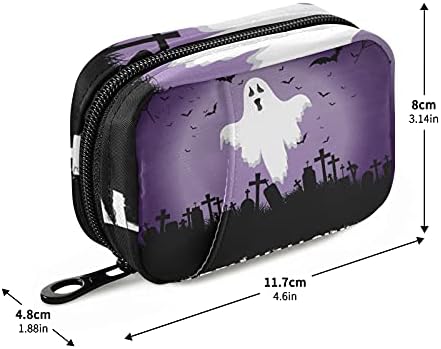 Ghost Cemardo Cemitério de Halloween Caixa de comprimidos de comprimidos Organizer com zíper portátil Vitamin Fish Oil Medicine para viajar 7 dias de acampamento em família Business Business