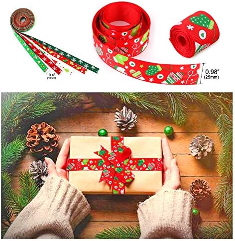 Konsait 16pack fitas de natal aparar fitas de gestágria fitas decorativas fitas temáticas festivas de Natal para artesanato diy, decoração de natal festival de feriado de inverno estrondo presente de natal embrulhando