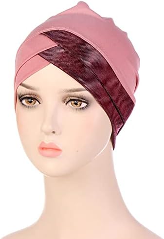 Capacete de gorro de cabeça para mulheres, feminino casual hap boné de cabeceira de cabeça muçulmana tampa de touca de toupeira