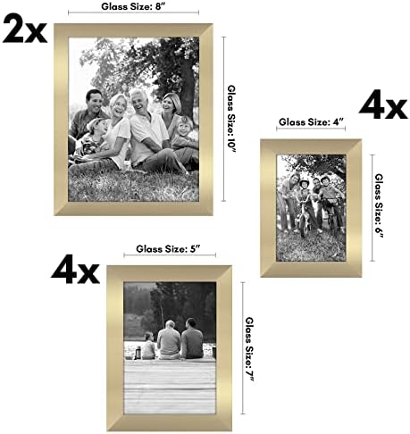 Conjunto de quadros de parede da galeria de ouro Americanflat 10 - Dois 8x10, quatro 5x7 e quatro quadros 4x6 - vidro resistente