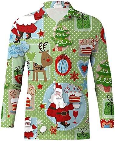Camisas de Natal de Wocachi para homens, botão de botão do Xmas Santa Claus Soofla