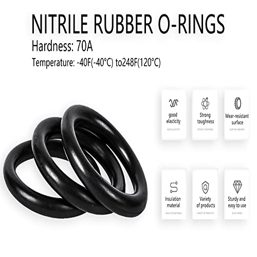 OTHMRO 10PCS Nitrile Ring Rings, arame de 2 mm DIA de 66 mm de vedação métrica de nitrila NBR arruelas de borracha para vedação de óleo ou ar, encanamento profissional, reparo de carro, conexões de ar ou gás preto