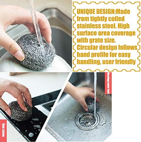 16 PCs esponjas de aço inoxidável Limpador de limpeza de utensílios de bola de utensílios de lavagem Metal Metal