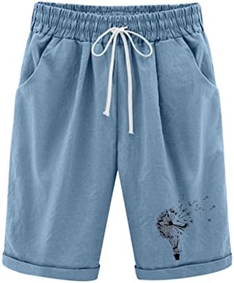 Shorts para mulheres Casual Casual Cantura elástica de algodão confortável shorts de linho de verão verão bermuda shorts soltos