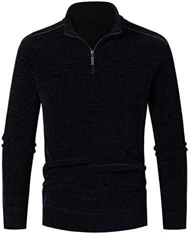 Wocachi Mens Turtleneck de malha pulôver de malha 1/4 zíper para cima colar de pescoço inverno quente slim fit jumpers leves