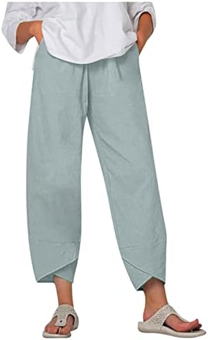 Uqrzau feminino jogadores leves e leves de nove quartos de calça com bolsos calças elásticas da cintura moderna