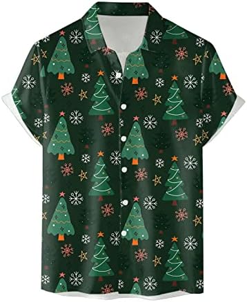 Wocachi Christmas Button Down camisetas para masculino Manga curta engraçada Xmas Papai Noel