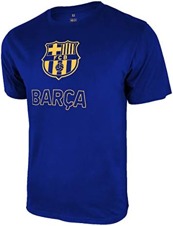 T-shirt oficial de futebol do FC Barcelona para homens, camisetas de algodão da tripulação de manga curta, camisetas de algodão licenciadas