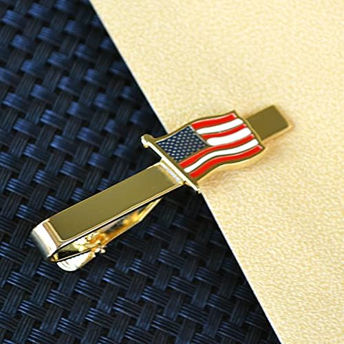 Bxle by American Tie Clip for Men, clipes de barra de gravata de bandeira americana de ouro, presente formal de tie stickpin