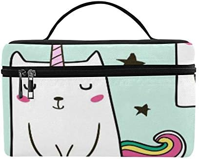 Padrão sem costura com gatos fofos de gatos fofos Unicorn Pattern Lanch Box Bag Bag Lunch Solder Isolle Lunch Saco para Mulheres/Homens/Piquenique/Palaving/Praia/Pesca/Escola/Trabalho