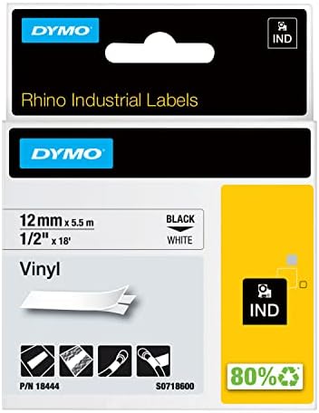 Etiqueta Dymo Rhino, branca 1/2 x18 ', Dymo Authentic