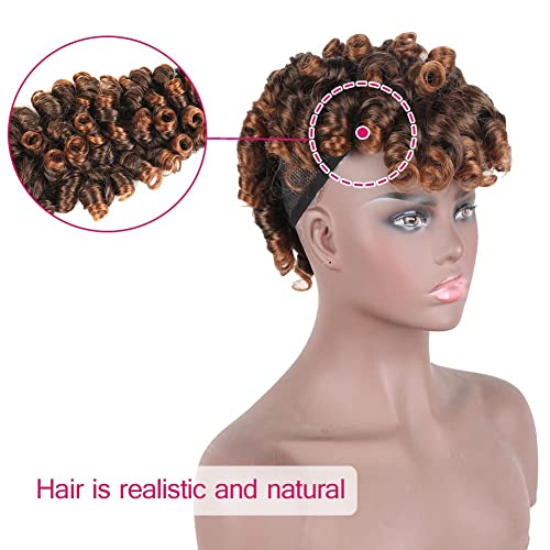 Aisaide Curly Mohawk Ponytails para mulheres negras, mohawk peruca curta marrom marrom profundo mohawk rabo de cavalo com