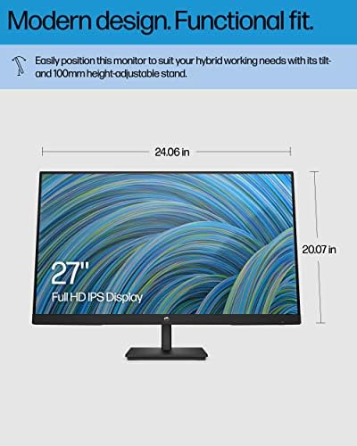 HP M27HA FHD MONITOR-FULL HD Monitore Painel IPS e Monitor de 27 polegadas compatível com áudio-Evesa, projetado