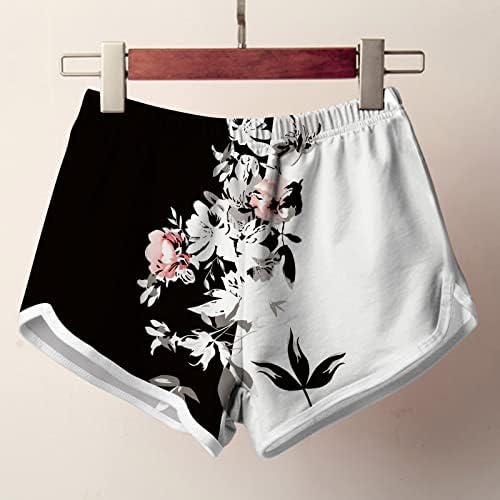 Roupas de banho curtas femininas, shorts florais de verão shorts atléticos casuais shorts de curta