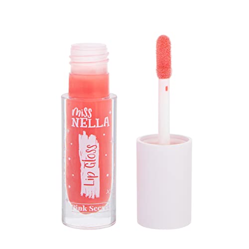 Miss Nella Pink Secret Lips & Tips Duo- Lip Gloss + Glitter Polish para crianças com fórmula de peel-off, baseada em água e