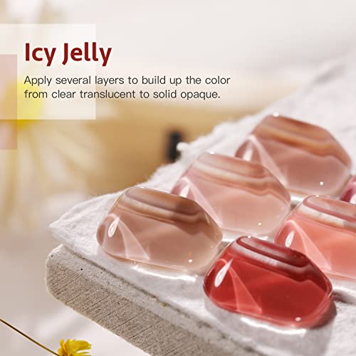Gaoy gelado gelado esmalte e top de gel e conjunto de casaco de base de 6 kit de polonês de gel nude vermelho transparente