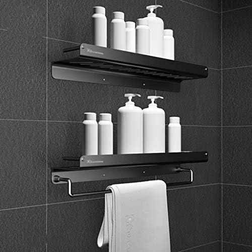 Erddcbb Banheiro de vidro prateleira preto Espaço perfurado Plataforma de alumínio Rack de armazenamento montada na parede para banheiro/pia/cozinha.