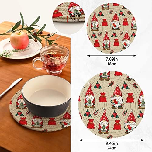 Alaza Christmas Gnomos Titulares de maconha Trivets Defina 2 PCs, Potholders para cozinhas, montanhas -russas de algodão Trivets para