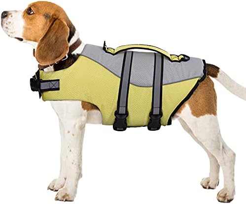 Zaryieeo Reflexive Dog Life Jacket Para cães pequenos/médios/grandes, cães de flutuabilidade de segurança para cães, coletor salva