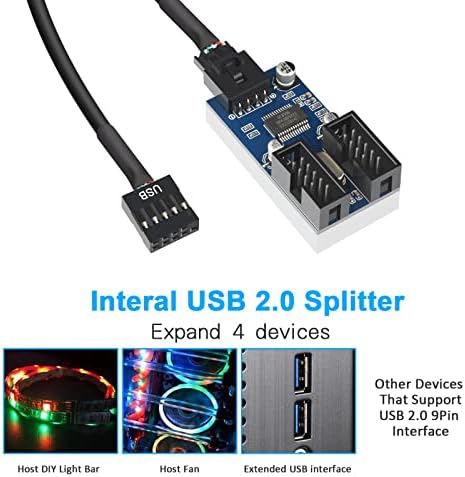 Placa-mãe 9 pinos Cabeçalho USB Splitter, masculino 1 a 2 extensão feminino Splitter CAV ABRIMENTO CANTO DE PCB PCB RECULHO