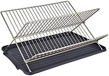 Rack de drenagem de metal hggdkdg, prato dobrável, rack de prato, aço inoxidável Copo de cozinha ralo de copo e caixa de