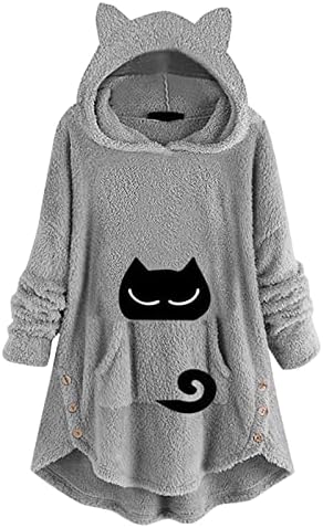 Jaqueta de camisa de lã Mulheres Capuzes de neve casuais Capuz de manga longa CATO CATO BUTTOM LIGHTWEST Down Pullover Tops confortáveis