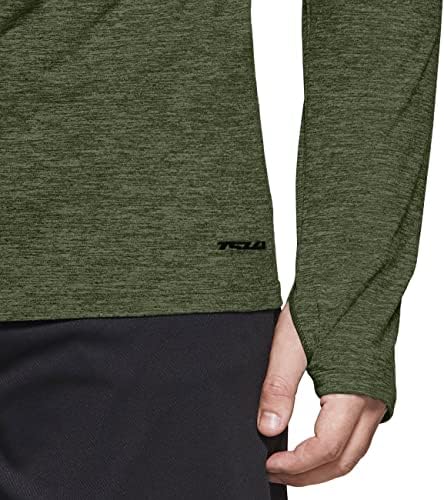 Hoodie de corrida de manga longa de TSLA masculina, moletons esportivos leves, camisetas de pulôver com capuz de desempenho ativo