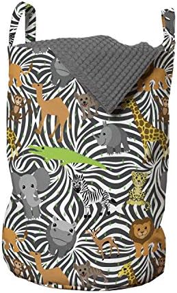 Bolsa de lavanderia de jacarés lunarável, animal com cenário de pano de tigre de zebra tigre camelo Monkey Print, cesto de cesto