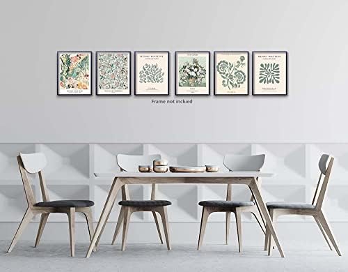 Green Gallery Flower Market Posters for Room Sethetic Floral Conjunto de 6 famosos Matisse William Morris Van Gogh