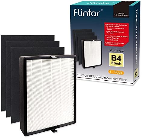 Filtro de substituição HEPA verdadeiro FLINTAR, compatível com Alen Breathesmart Flex e Purificador de Ar 45i, H13 Grade True HEPA, mais 3 pré-filtros substituíveis, parte # B4-Fresh