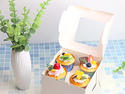 Pqzkldp 12packs 6x6x5 polegadas caixas de bolo branco com janela, embalagem de presentes, caixas de padaria, sobremesa,