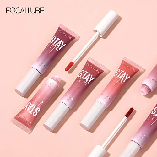 Focalle Lip Gloss com óleo de coco hidratante e hidratante - tonalidade labial altamente pigmentada para lábios, bochechas, pálpebras - batom líquido de longa duração e impermeabilização - mancha de lábios de uso duplo e blush, #6 Peachjam