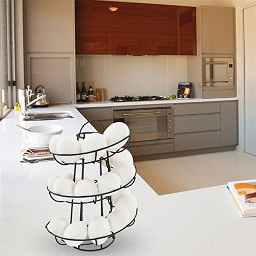 Itens Interiores, ® Black Kitchen Storage Spiral Helter Skelter Egg Stand Rack Rack de até 18 ovos de decoração de moda de moda Decoração