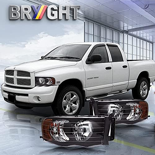 Bryght Headlight Fit para 2002-2005 Dodge Ram 1500 Pickup e 2003-2005 Dodge Ram 2500/3500 Passageiro e do motorista Substituição de halogênio OE Captel