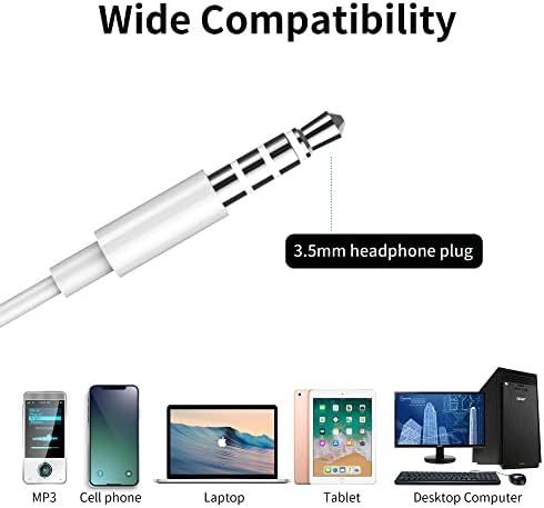 SHSUERT de 3,5 mm de fone de ouvido com microfone, a qualidade do som é clara e forte ouvido, os fones de ouvido para