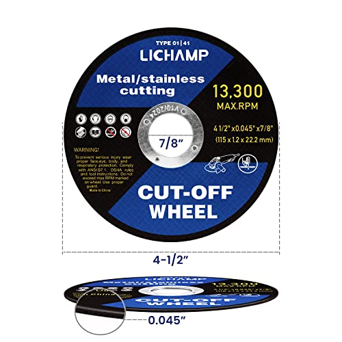 Lichamp 4-1/2 Rodas cortadas para metal, pacote de 10 pacote de 4,5 polegadas Lâmina de corte da roda de corte de
