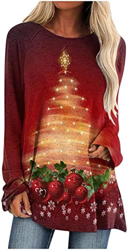 Feliz Natal camiseta para feminino Tree Print Crewneck tshirts