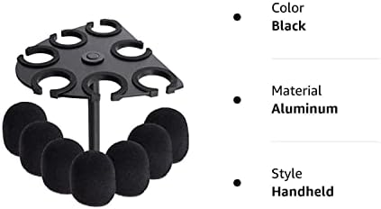 Suporte de microfone de sete peças durável com sete telas de vento preto