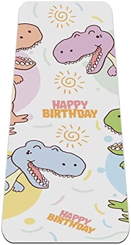 Leveis Yoga Mat fofo dinossauro T rex feliz aniversário grossa de exercícios de exercício não deslizante para viagens de piso de academia