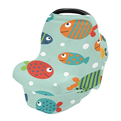 Capas de assento de carro para bebês de peixes marinhos - cachecol de enfermagem de enfermagem com dossel de carrinho de carrinho, dossel de carros de uso múltiplo, para mães e babyies