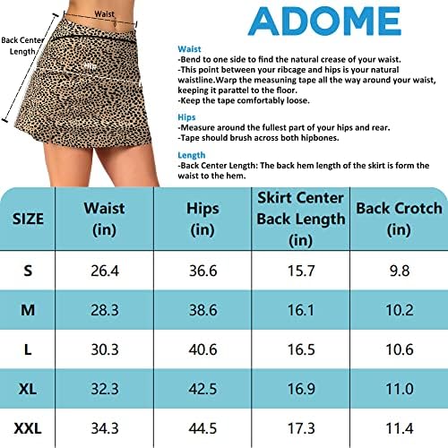 Saia de tênis de skort atlética feminina do Adome com bolsos shorts ativos de golfe de golfe esportes