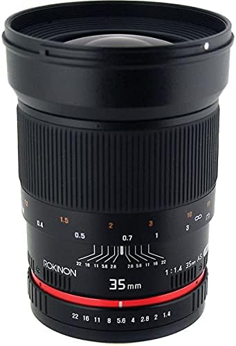 Rokinon 35mm f/1.4 Lente de foco manual para câmeras CANO DSLR - pacote com filtro UV MC de 77 mm de 77 mm, Capkeeper