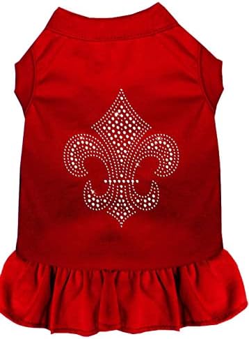 Mirage Pet Products 57-23 MDRD Red Silver Fleur de Lis Rhinestone Dress, Medium