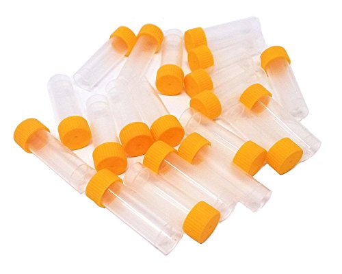 Honbay 20pcs 5ml Tubos de teste de plástico Tampa de parafuso Vial Orange Lank Tampa