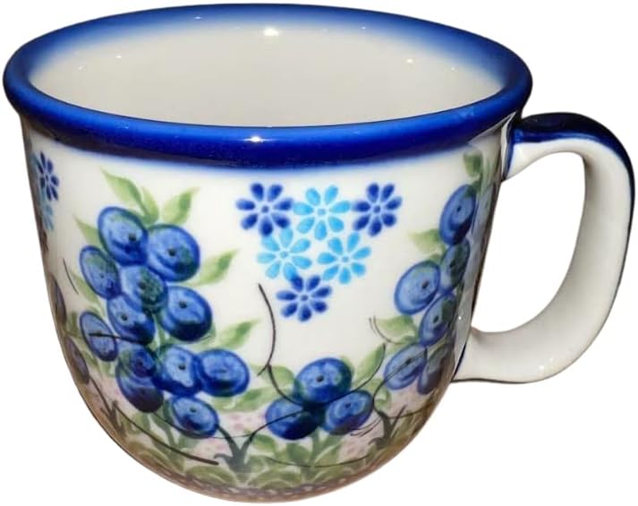 Pottery Blueberry de cerâmica polonesa 10 onças de caneca viking