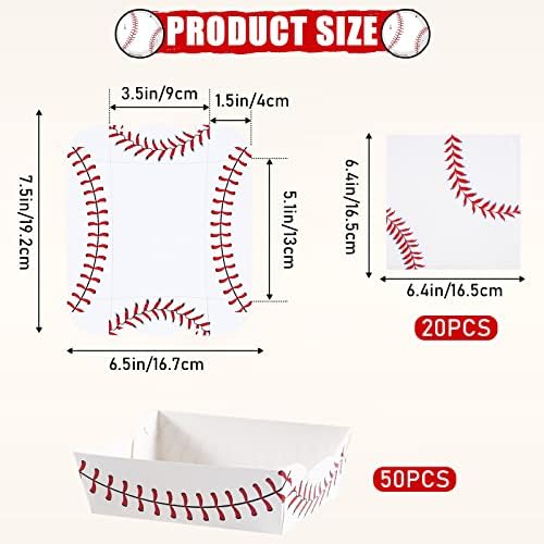 ZXVSKR 50 peças Partido de beisebol Bandejas de comida de parte de beisebol FESTIDAS DE BASEBOL FESTIDAS NACHO Bandeja de comida