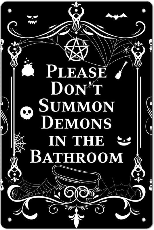 Eysl Metal Tin Sign Sinal, placas de banheiro, decoração gótica, decoração do banheiro de Halloween, decoração de Halloween